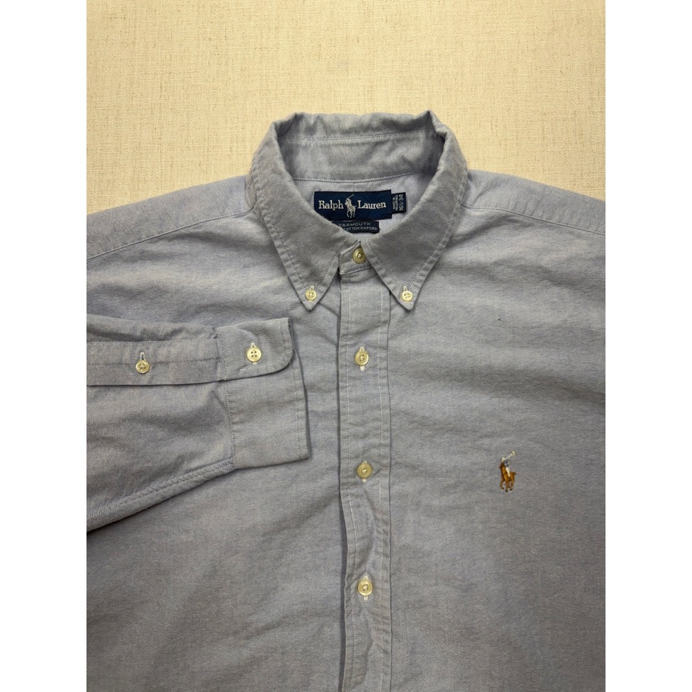 Polo Ralph Lauren Yarmouth Mens 16.5 34 Blue Cotton Oxford Button Down Shirt